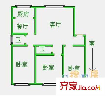 紫晶閣 3室 戶型圖