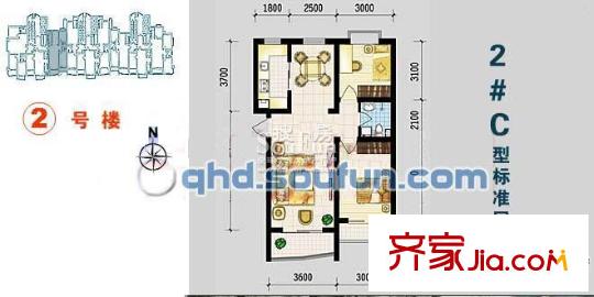 陽光海岸戶型圖戶型圖 2室2廳1衛(wèi)1廚