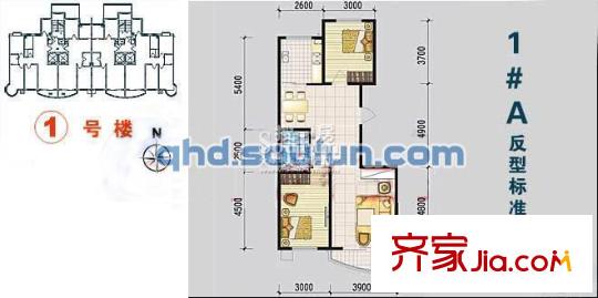 陽光海岸戶型圖戶型圖 2室2廳1衛(wèi)1廚