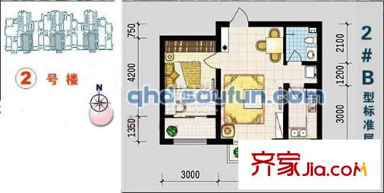 陽光海岸戶型圖戶型圖 1室2廳1衛(wèi)1廚