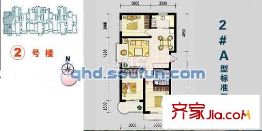 陽光海岸戶型圖戶型圖 3室2廳1衛(wèi)1廚