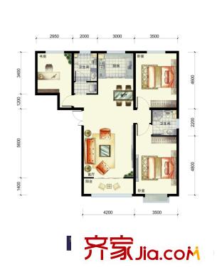 金舍?博賢院戶型圖F戶型 3室2廳2衛(wèi)1廚