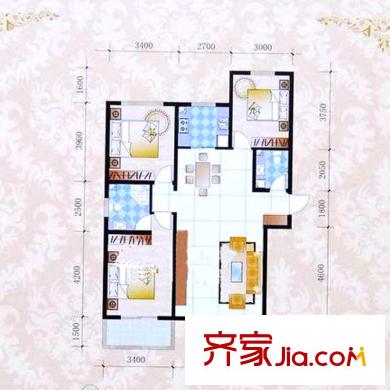 燕大星苑紅樹灣C1戶型 3室2廳2衛(wèi)1廚