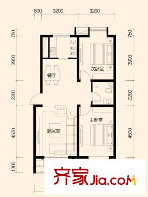 大秦左岸C戶型 2室2廳1衛(wèi)