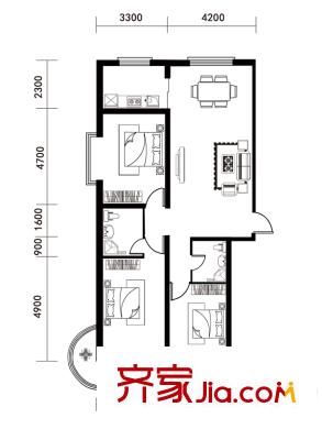 東港家園1號(hào)樓B1戶型 3室2廳2衛(wèi)1廚