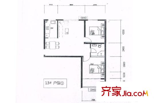 碣石美域G1戶型 2室2廳1衛(wèi)1廚