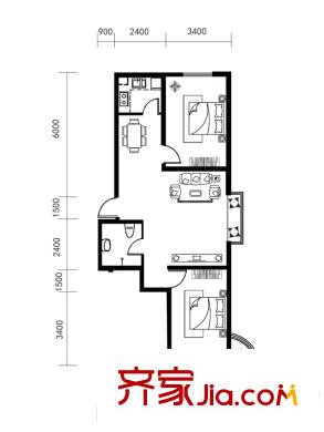 東港家園2號(hào)樓B4戶型 2室2廳1衛(wèi)