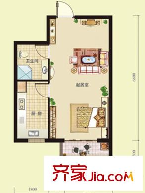海韻馨園11C戶型 1室1廳1衛(wèi) 47.5平方米 1室1廳1衛(wèi)1廚