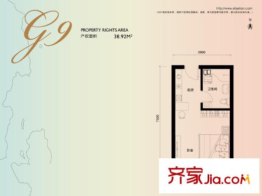 榮盛?一杯瀾G9戶型 1室1衛(wèi)