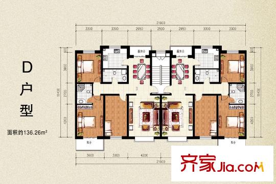祥和馨筑D戶型 3室2廳2衛(wèi)1廚