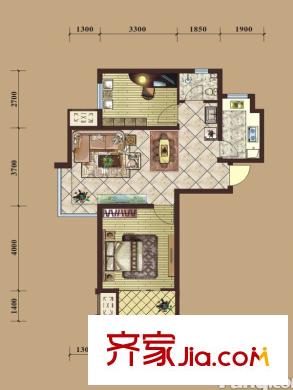 紫金嘉府C區(qū)A1戶(hù)型 2室2廳1衛(wèi)1廚