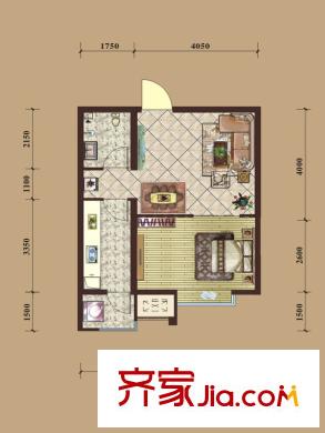 紫金嘉府C區(qū)A3戶型 1室1廳1衛(wèi)1廚