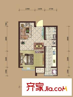 紫金嘉府C區(qū)A2戶型 1室1廳1衛(wèi)1廚