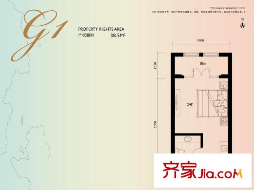 榮盛?一杯瀾G1戶型 1室1衛(wèi)