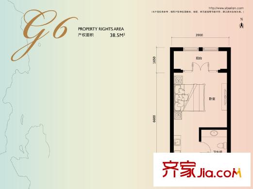 榮盛?一杯瀾G6戶型 1室1衛(wèi)