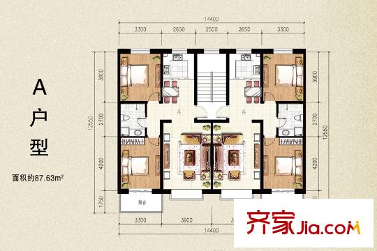 祥和馨筑A戶型 2室1廳1衛(wèi)1廚
