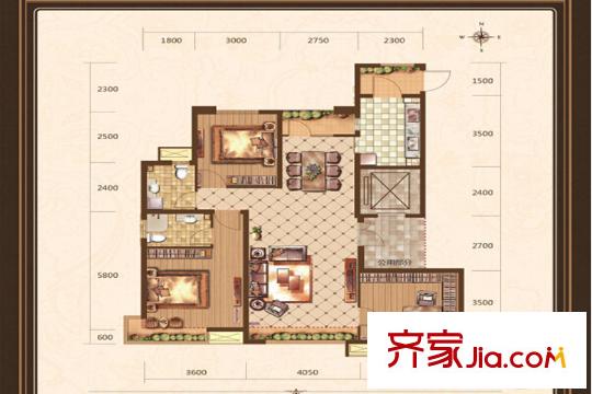 湯河銘筑11#B1戶型 3室2廳2衛(wèi)1廚