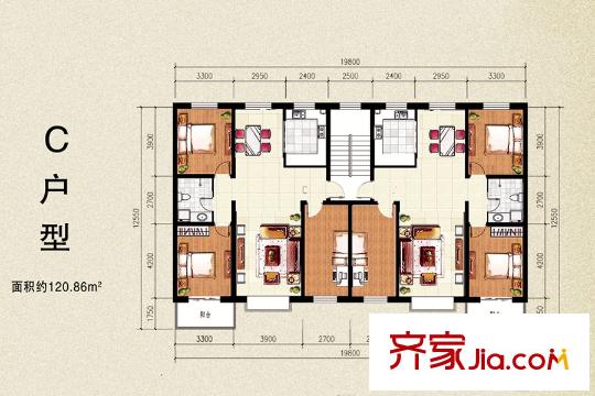 祥和馨筑c戶型 3室2廳1衛(wèi)1廚