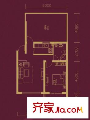博維水映華廷13#17#F戶型 1室1廳1衛(wèi)1廚