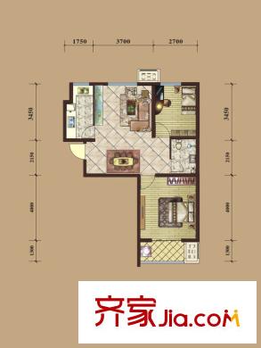 紫金嘉府C區(qū)C3戶(hù)型 2室2廳1衛(wèi)1廚