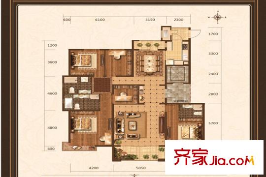湯河銘筑9#11#D戶型 5室3廳3衛(wèi)1廚
