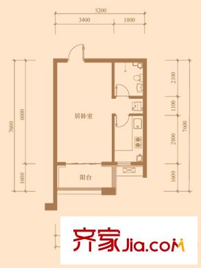 興龍生態(tài)谷西區(qū)9#C戶型 1室1衛(wèi)1廚