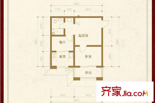 興龍生態(tài)谷東區(qū)45#一層J戶型 1室2廳1衛(wèi)1廚