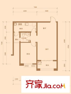 興龍生態(tài)谷西區(qū)9#B1戶型 1室2廳1衛(wèi)1廚