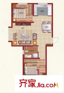 馨視界?花城B3#5#樓88.09平方米J戶型 2室2廳1衛(wèi)1廚