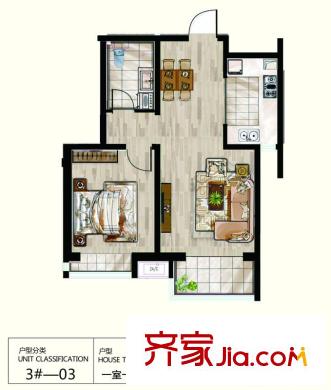 侍郎房?藕園3#樓65平方米03戶型 1室1廳1衛(wèi)1廚