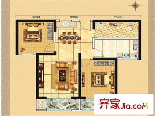碧水藍(lán)天二期二期8號樓C戶型 1室1廳1衛(wèi)1廚
