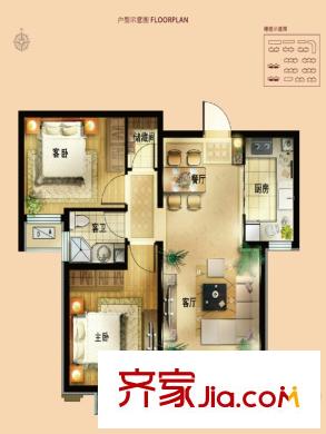 遠景?海德公園5#、6#樓H戶型 85平方米 兩居 2室2廳1衛(wèi)1廚