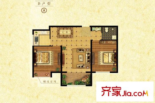 首站1#2#樓B戶型 94平方米兩居 2室2廳1衛(wèi)1廚
