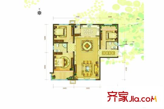 公元壹平方米二期A1戶型112平方米三居 3室2廳2衛(wèi)1廚