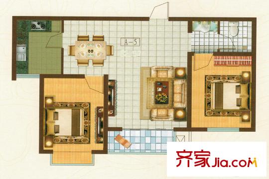 秀蓮小鎮(zhèn)2#樓 A-5戶型 84.96平方米2居 2室2廳1衛(wèi)1廚