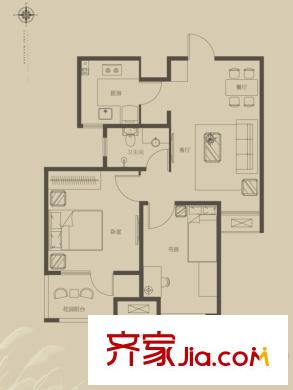 榮盛?白鷺島6#11#12#樓B戶型 68平方米兩居 2室2廳1衛(wèi)1廚