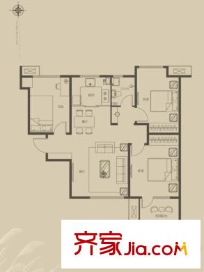 榮盛?白鷺島6#11#12#樓C戶型  89平方米三居 3室2廳1衛(wèi)1廚