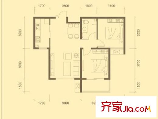 馨園麗景4#9#80-90平方米 2居 2室2廳1衛(wèi)1廚