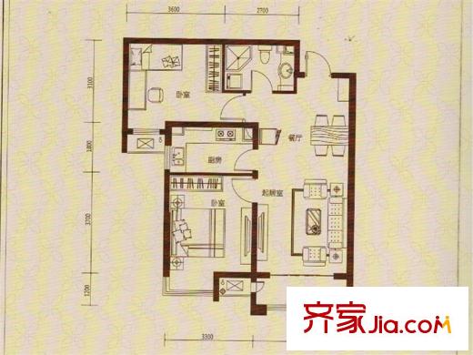 泓盛名園3#樓  86.65平方米兩居 2室2廳1衛(wèi)1廚