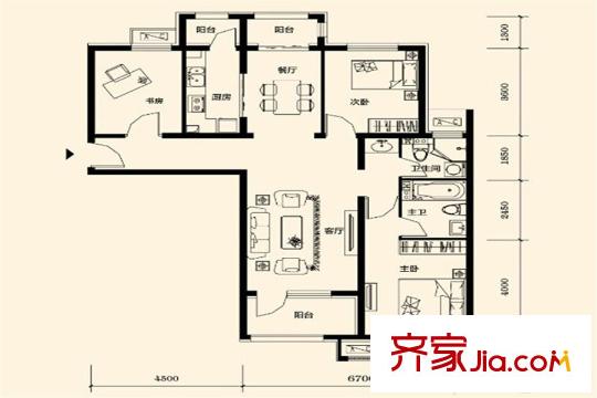 鴻坤羅納河谷golf墅景洋房 118平方米 3居 3室2廳2衛(wèi)1廚