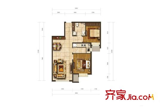 晟世?北京時代8號樓C1戶型83平方米2居 2室2廳1衛(wèi)1廚