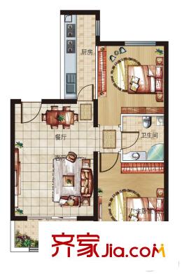 京漢?君庭2#16#樓85平兩居 2室2廳1衛(wèi)1廚