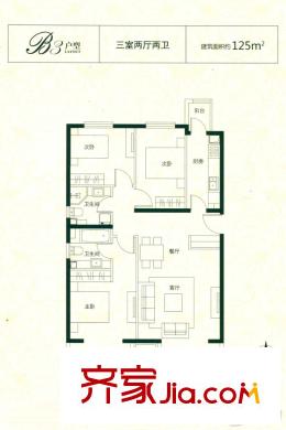 京漢?君庭10#16#17#125平方米三居 3室2廳2衛(wèi)1廚