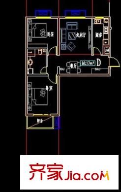 紐約公元戶型圖D戶型圖 2室2廳1衛(wèi)1廚
