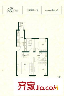 京漢?君庭10#16#17#88-95平方米三居 3室2廳1衛(wèi)1廚