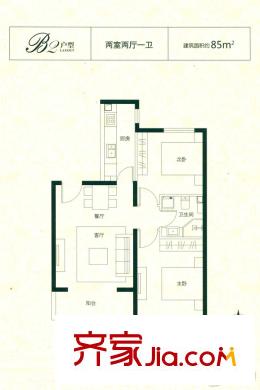 京漢?君庭10#16#17#85平方米兩居 2室2廳1衛(wèi)1廚