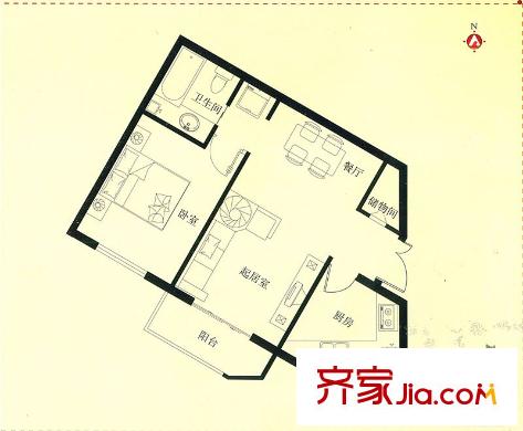 盛德花園?紫薇天怡戶型圖戶型圖 1室2廳1衛(wèi)1廚