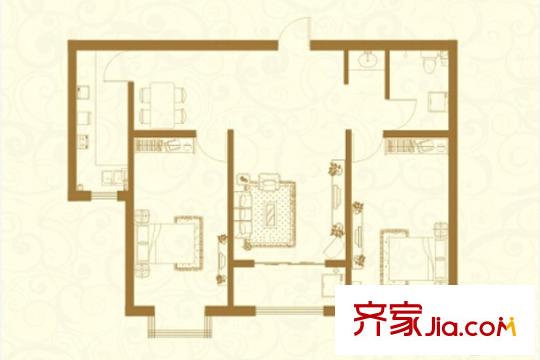 宏程華苑2號樓85平兩居 2室2廳1衛(wèi)1廚
