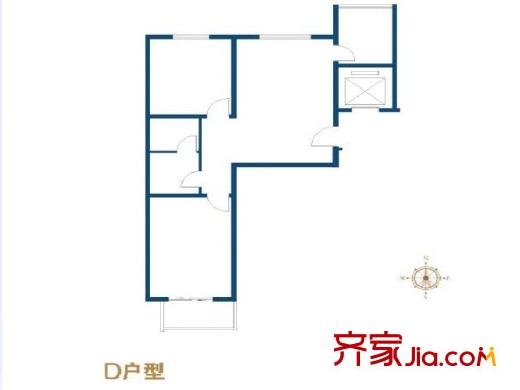 黃金臺住宅小區(qū)D戶型 2室1廳1衛(wèi)1廚