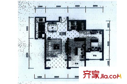 尚城國際2號樓B戶型90.72平方米 2室2廳1衛(wèi)1廚